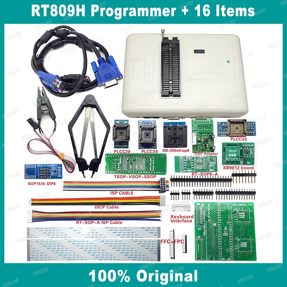 

Программатор RT809H EMMC-Nand FLASH универсальный, оригинальный супер быстрый программатор с 16 элементами, адаптер ICSP KB9012, плата, комплекты PLCC