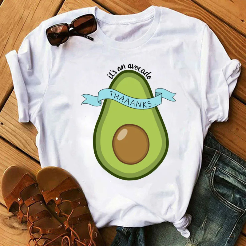

Kawaii Cartoon Avocado Short Sleeve T-shirt Women Casual Avocado Graphic Tops Female Tee Summer Women T-shirts Tops Clothes