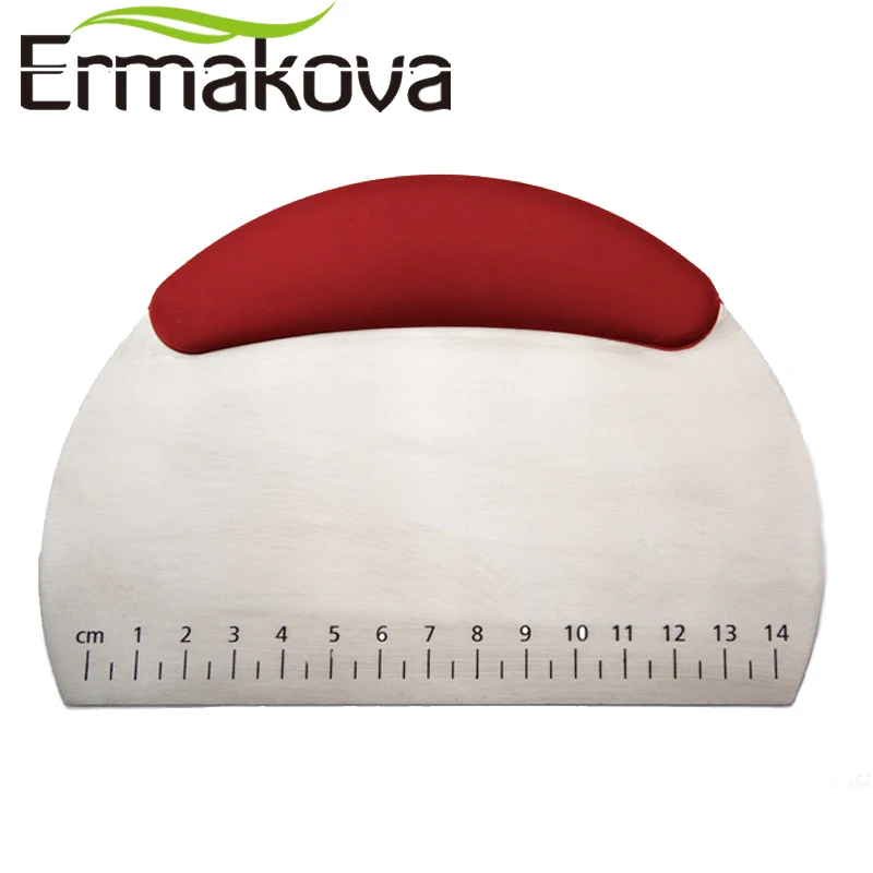 ERMAKOVA скребок для выпечки и измельчитель, резак для выпечки муки со шкалой из нержавеющей стали, резак для теста для пиццы с удобной ручкой
