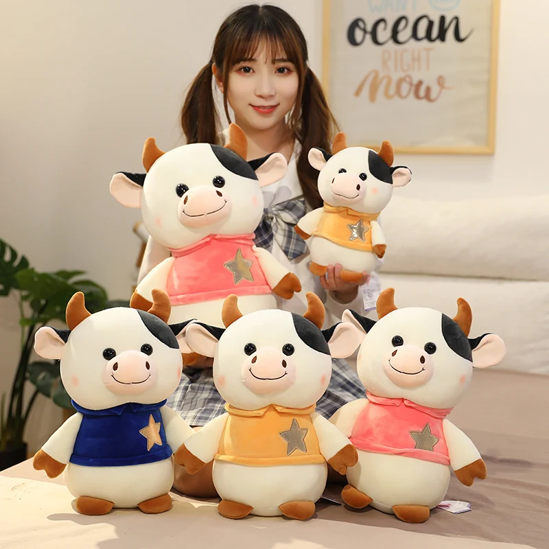 

New Hot Animal Cartoon Cows Stuffed Plush Toy Kawaii Cattle Comfortable Soft Toy Children Girl Birthday Present Christmas Gift
