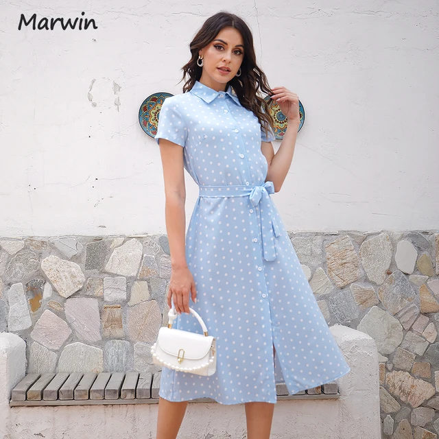 Marwin Long Simple Casual Solid Hollow Out Pure Cotton Holiday Style High  Waist Fashion Mid-calf Summer Dresses New Vestidos - Dresses - AliExpress