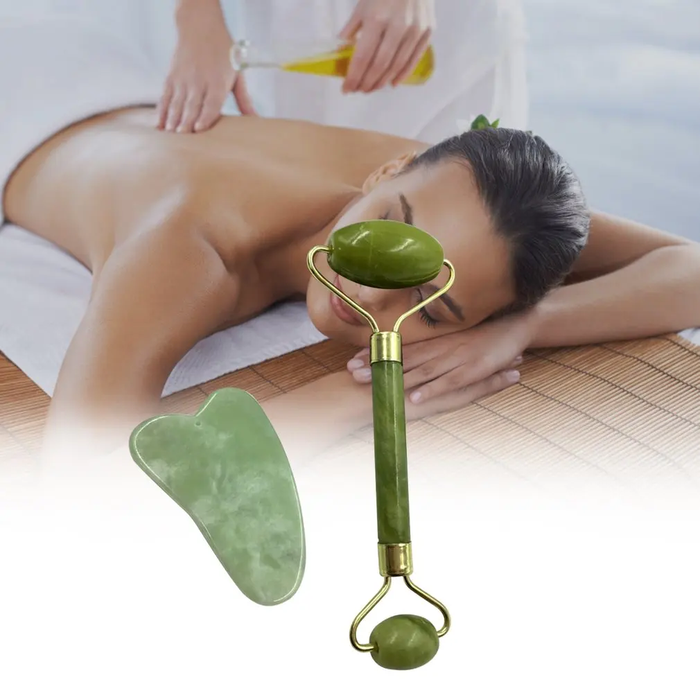 Природного камня нефрита уход за кожей лица руки шеи массажные ролики для