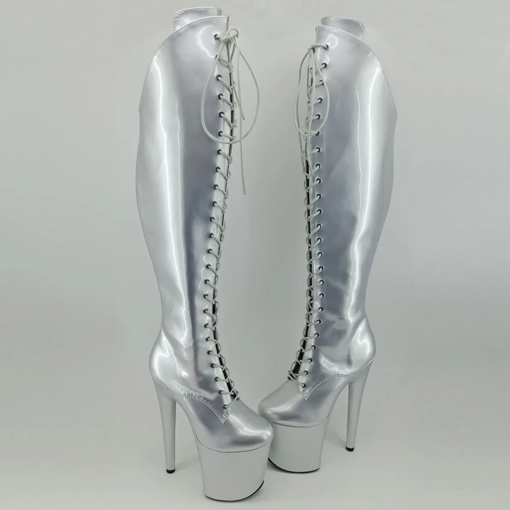 Босоножки Leecabe женские на платформе блестящие сандалии серебристого цвета