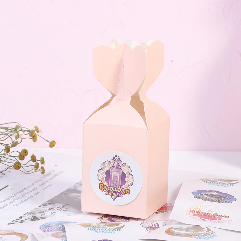 

60PCS Eid Mubarak Ramadan Mubarak Kareem Stickers Box Gift Lable Decoration Round Black Stickers Seal Stickers