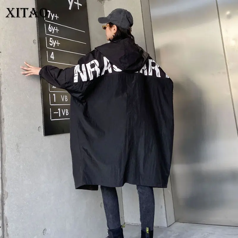 XITAO Тренч с буквенным принтом трендовая Женская одежда новинка 2020 винтажная