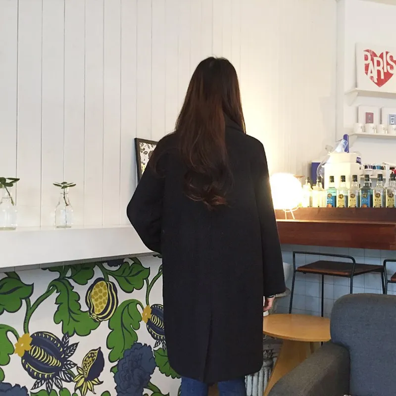 LUZUZI/Новое тонкое шерстяное пальто Женское с длинными рукавами и отложным