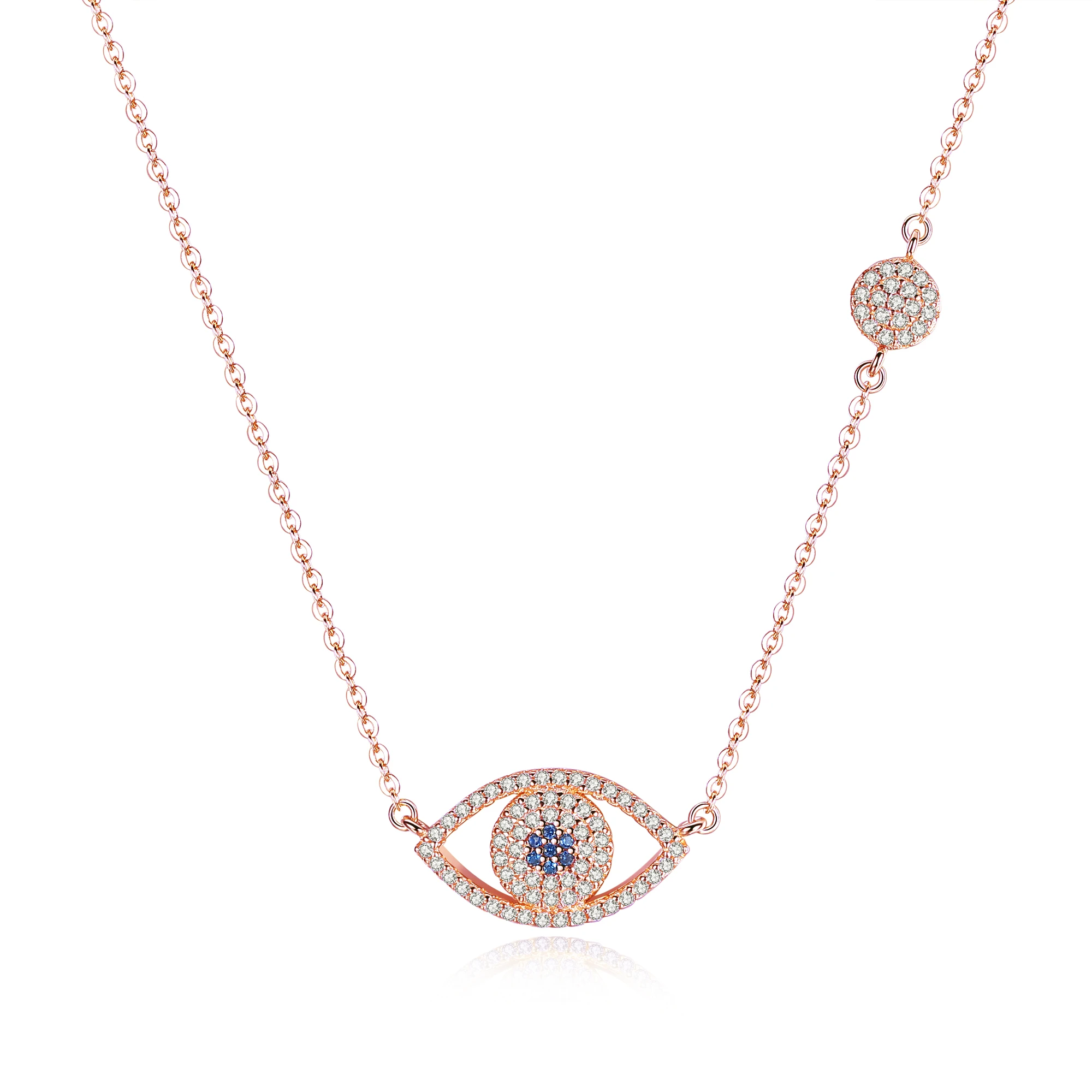 Rose Gold TONGZHE, ожерелье сглаза, 925 пробы, серебро, кубический цирконий, Золотая подвеска, ожерелье для женщин, новозеландские ювелирные изделия, ожерелье - Окраска металла: Rose Gold