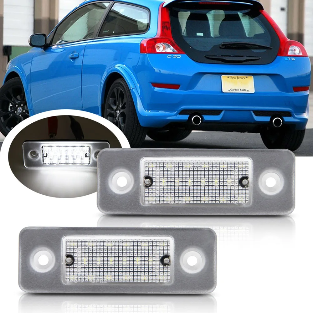 

2pcs LED License Plate Number Lights Lamp Error Free For Volvo C30 2008-2013 White LED Car Lamp OEM#:31213991