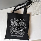 Холщовая Сумка с японским готическим медведем в стиле Харадзюку, Повседневная Большая вместительная сумка для покупок в стиле панк, винтажная аниме, y2k, женские сумки на плечо