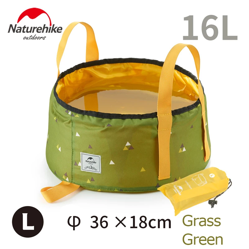 16L Grass Green NatureHike NH18L010-P складной умывальник ведро умывальник Кемпинг воды горшок мешок контейнер для автомобиля Рыбалка - Цвет: 16L Grass Green