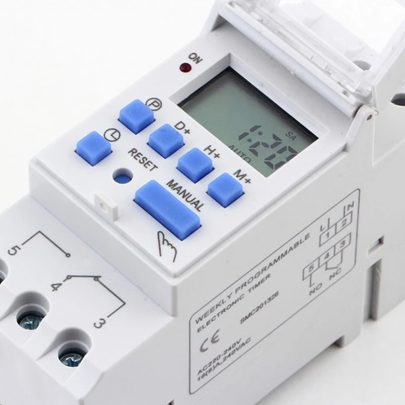 

Hot Sale Electronic Weekly 7 Days Programmable Digital TIME SWITCH Relay Timer Control AC 220V 16A Din Rail Mounting BS26