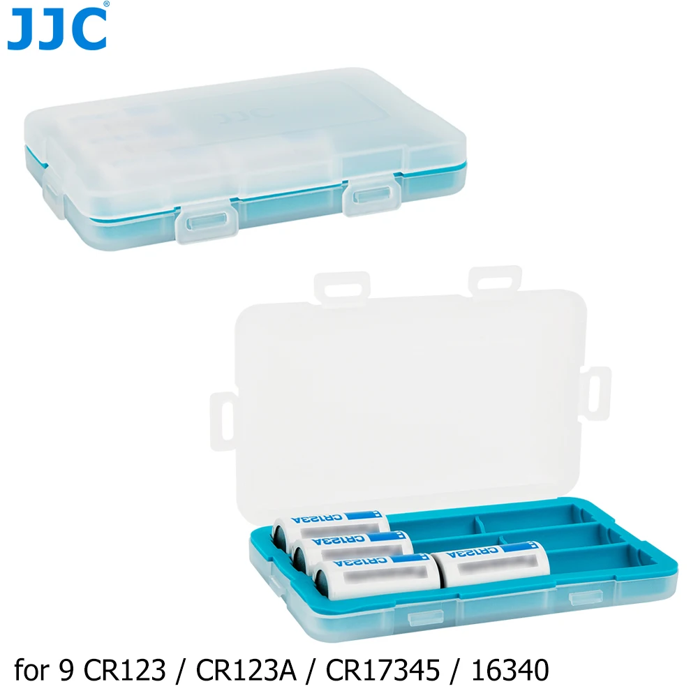 JJC-organizador de almacenamiento de 9 ranuras para batería, carcasa de PP resistente al agua para CR123 CR123A CR17345 16340