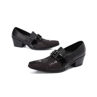 italian type formal leather shoes men pointed toe buckle party wedding slip on