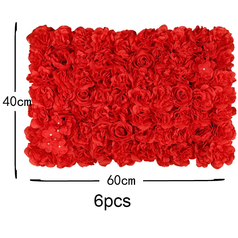 6pcs red2 6 шт. 60x40 см цветок стены Свадебные украшения Искусственные розы шелк Гортензия дорога свинец свадебная АРКА декорации - Цвет: 6pcs red2