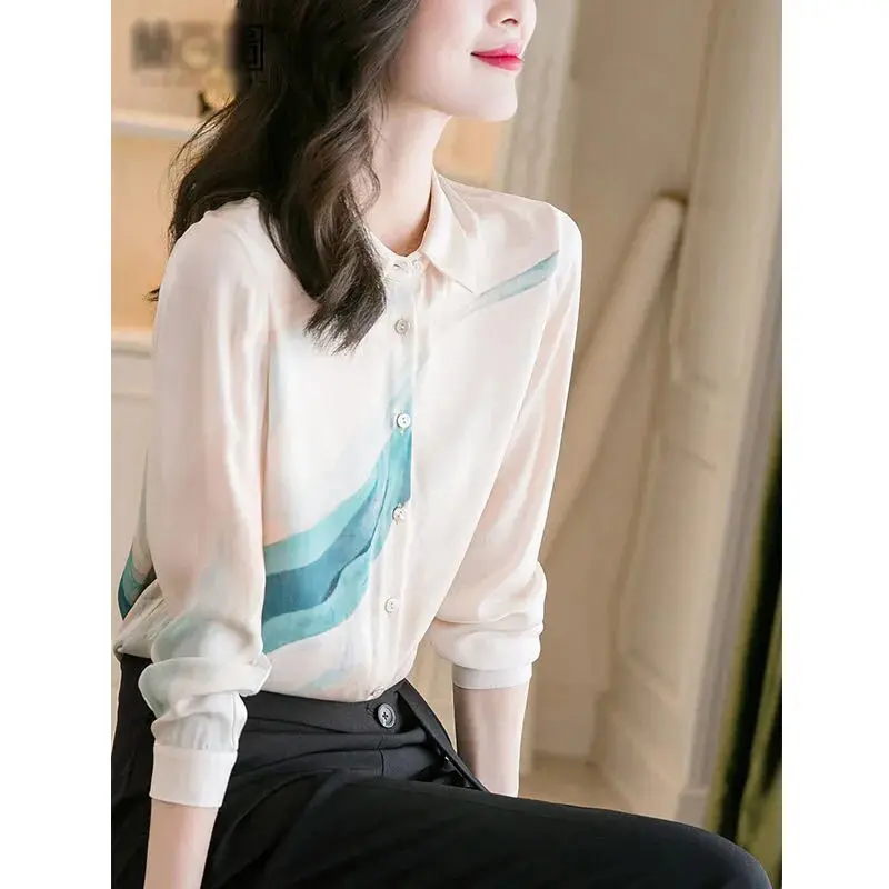 

XEJ Elegant Blouse for Women Chiffon Blouse Long Sleeve Top Korean Fashion Tops for Women Spring Summer 2021 Women Fashion