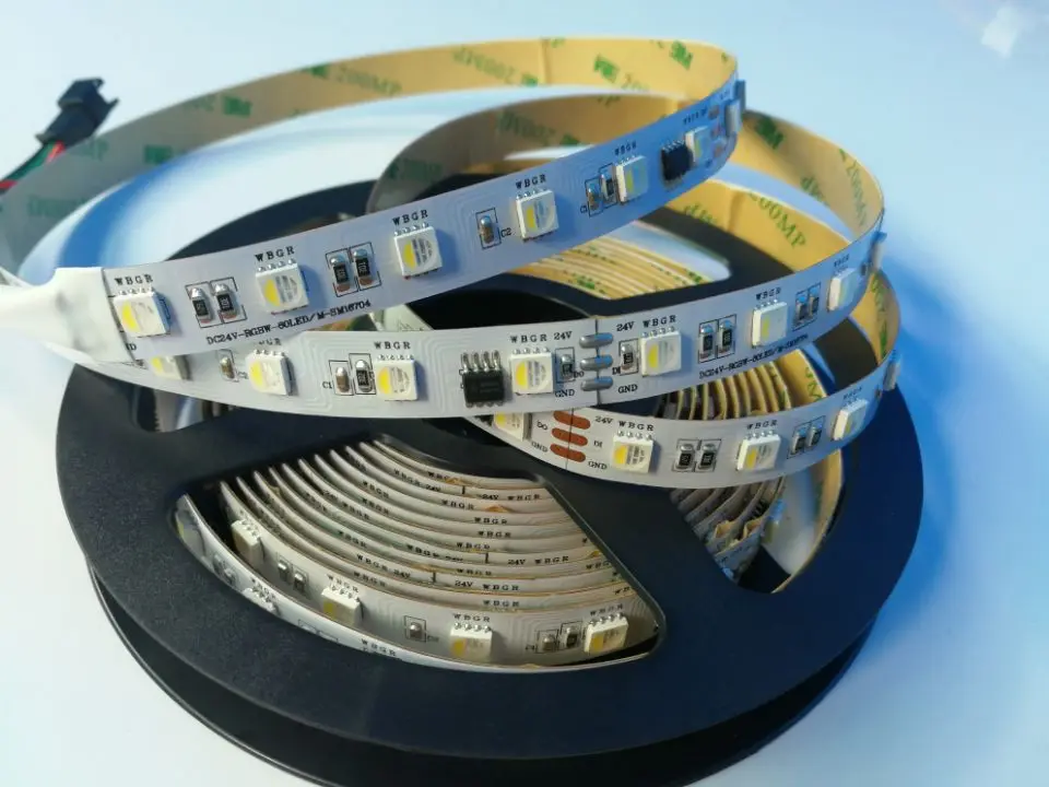 Светодиодная лента 5050rgbw SM16704 (идентичная SK6812RGBW), Пиксельная полоса RGBW, 24 В постоянного тока, 60 Светодиодный одов/м, белая печатная плата