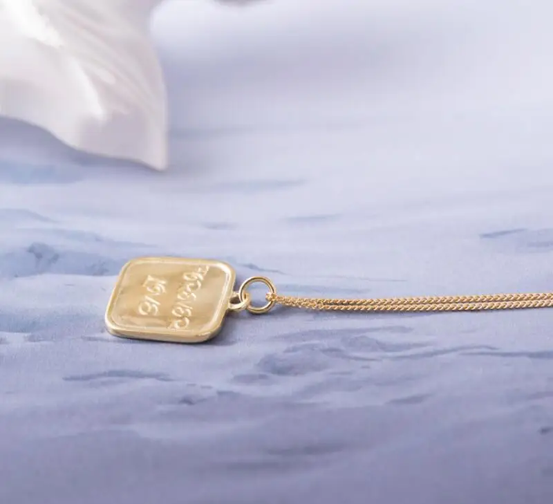 

55cm 925 Sterling Silver Gold Square Flower Pendant Collier Femme Kolye Collares Charm Choker Necklace Women Luxury Fine Jewelry