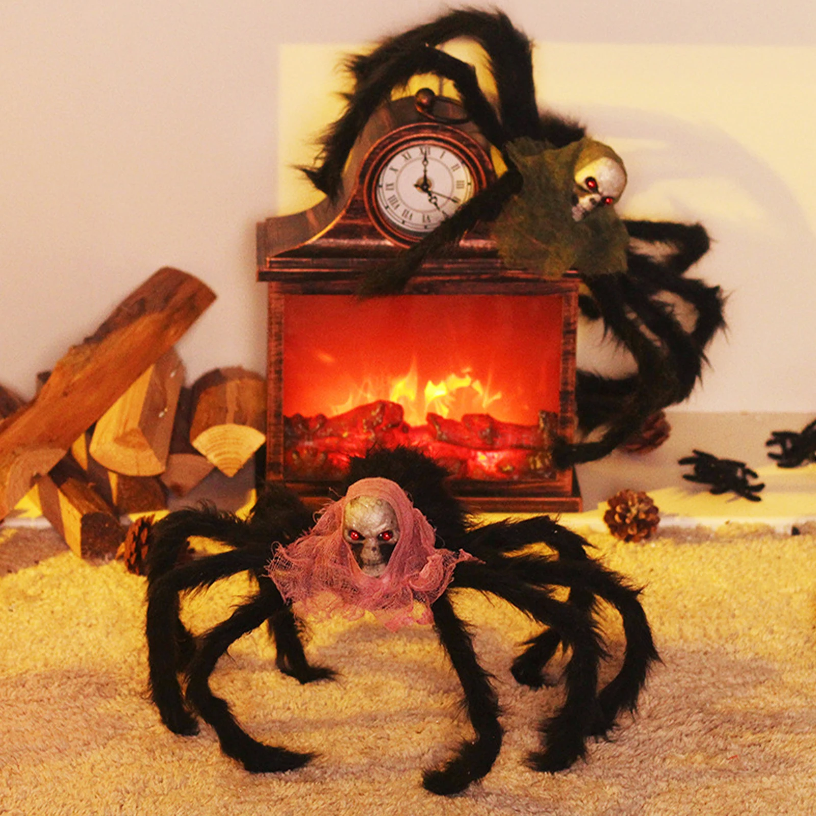 

Skull Halloween Spider Decoration Pendant Durable Skeleton Ghost Araneid Simulation Big Spider Festival Supplies