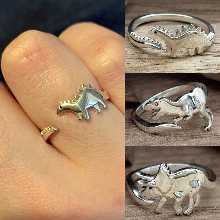 

Open Adjustable Rings Dinosaur Dragon Stegosaurus Animal Rings Finger Jewelry Gift for Women Girls Punk Fashion Ring