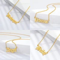 punk art letter stainless steel necklace gothic hip hop choker babygirl angel baby princess pendant chain harajuku jewelry gift