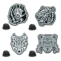 fashion aesthetic lion tiger anime metal pin brooch badge for women cute anime hijab pins trendy enamel pin brooches funny new