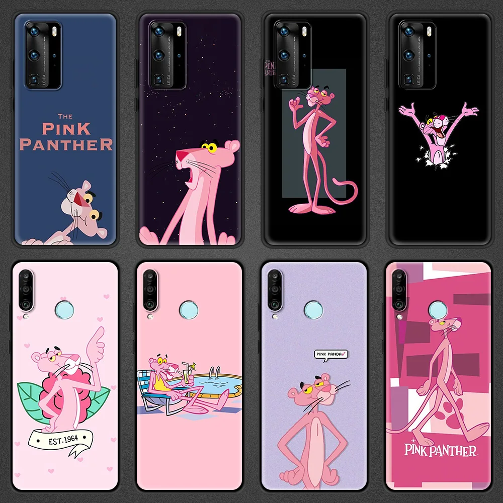

Silicone Case for Huawei P10 P20 Pro P30 P40 Lite E P40 Pro Plus P Smart Z 2021 Luxury Soft Phone Shell Pink Panther
