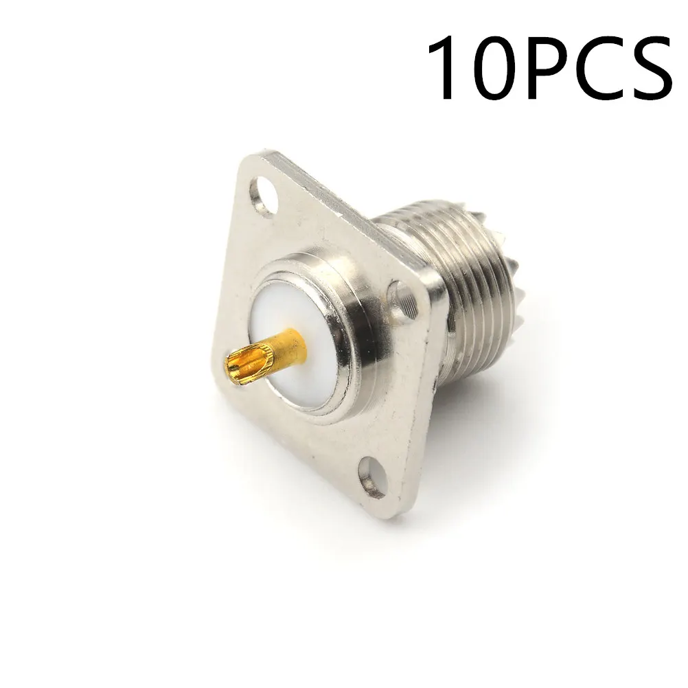 

10Pcs Female SO-239 Jack Square Shape Solder Cup Coax Connector for Radio Female UHF Panel SO239