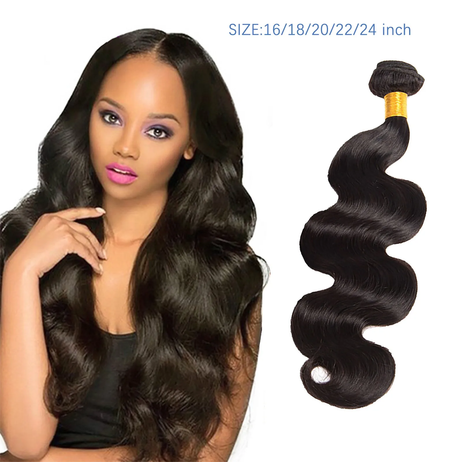

Natural Heat Resistant Synthetic Wig for Women Human Hair Bundles Brazilian Hair Weave Bundles Natural Black Color Wavy Hair