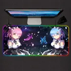 XGZ Re Zero Аниме девушка игровой коврик для мыши RGB большой геймер замок Mausepads Led подсветка XXL компьютерная Офисная Клавиатура Настольный коврик