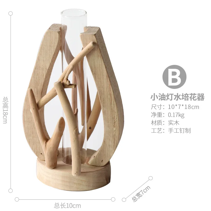 

Handmade Wooden Vase Landscape Ornaments Flower Organ In Hydroponic Test Tuble Garden Potted Plants Home Accessories