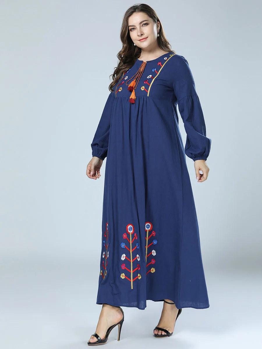 Арабское цветочное печатное kebaya мусульманское женское с буфами-длинными