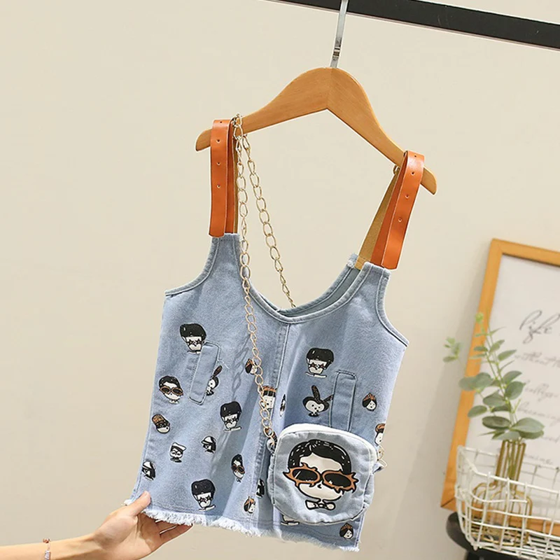 

DX03055 Girls Send Small Bag Denim Strap Set