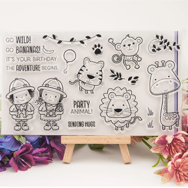 

Silicone Clear Stamps For Scrapbooking STENSICLS BOYS ANIMALS DIY PAPER Album Cards MAKING Craft Transparent RUBBER Stamp Mold
