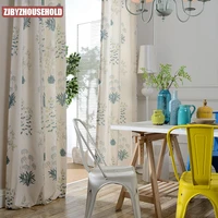 2022 new modern pastoral american polyester curtains plant printing shading custom curtains for living dining room bedroom