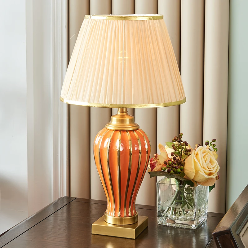 

36x67cm American Bedroom Decorative Table Lamp Handmade Ceramic Table Lamp for Study Room Living Room Bedside Lamp Home Decor