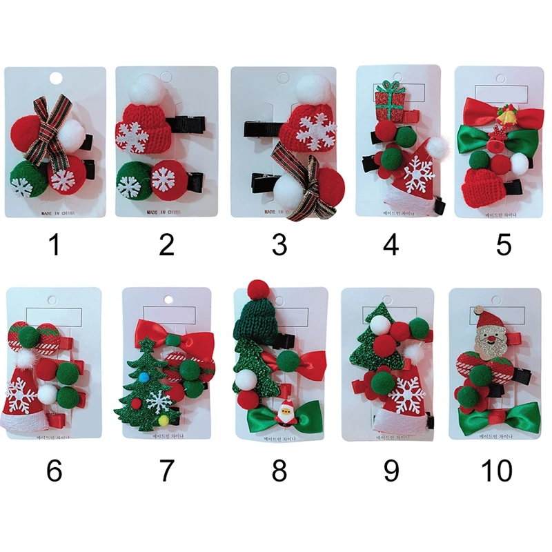 Cute Girls Hair Clips Christmas Santa Claus Design Hair Pin Set Children Hairpin Princess Hair Accessories