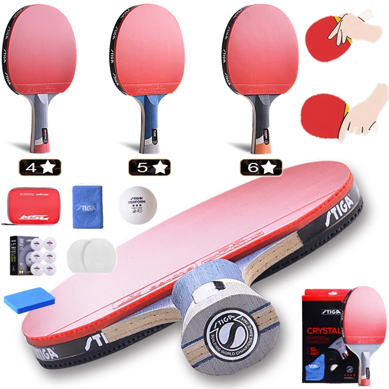 

6/5/4 Star Table Tennis Racket Professional Carbon Offensive Light Weight Ping Pong Paddle Glued With Pimples In Rubber