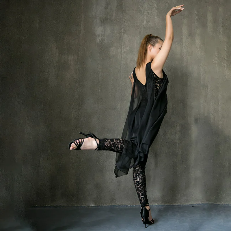 Платье для латиноамериканских танцев женское пикантное слитное платье черного