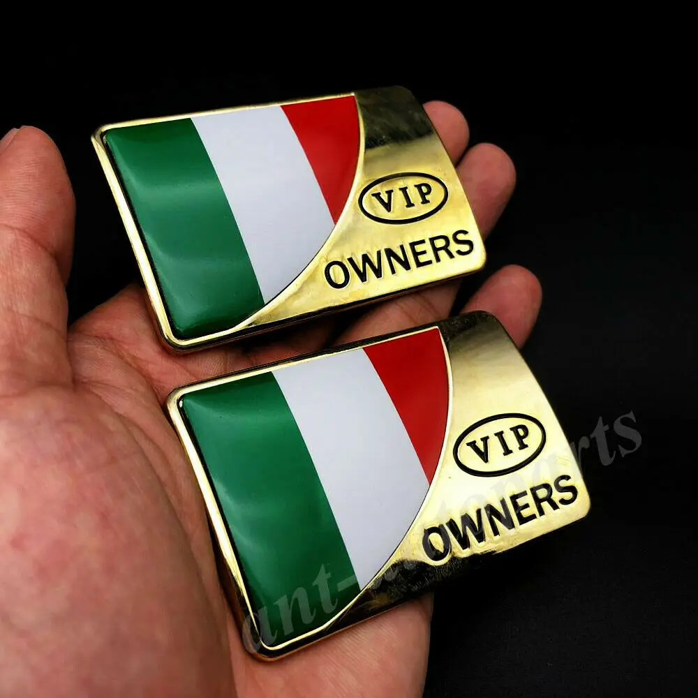 

2x Metal Italy Italian Flag Gold Emblem Badge Motorcycle Fairing Decals Sticker