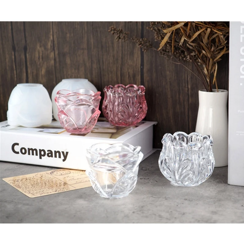 2 Style DIY Rose Flower Glass Glazed Cup Resin Mold Candle Holder Silicone Molds J78F | Украшения и аксессуары