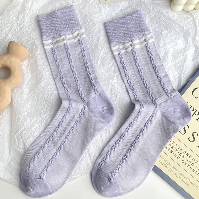 Модные стильные хлопковые носки женские в стиле Харадзюку винтажные фиолетовые