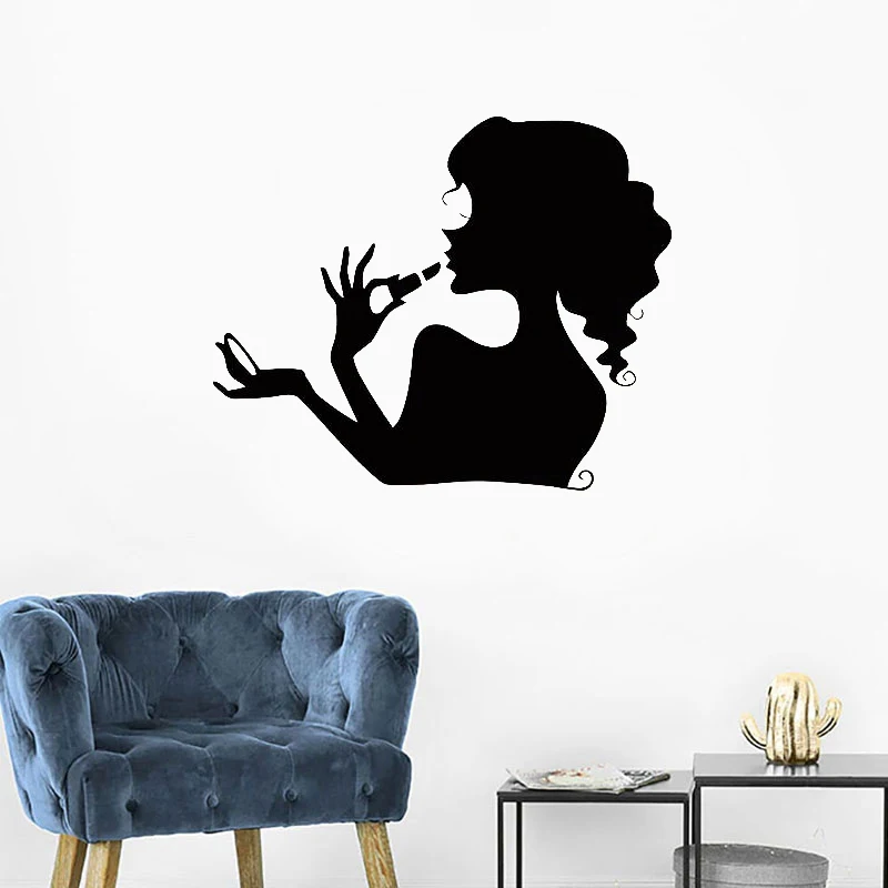 

Beauty Nails Makeup HairCare Wall Decals Woman Beautiful Decal Lashes Vinyl Stickers Beauty Hair Salon Decoration 2173