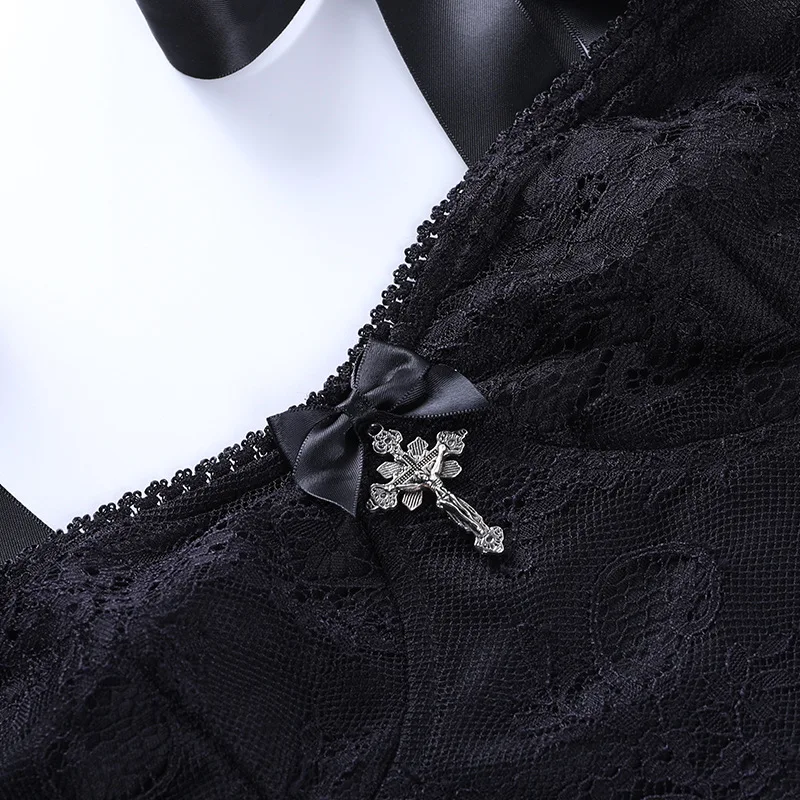 

Vintage Bow Black Camis Goth Aesthetic Bodycon Bandage Corset Tops Harajuku Sexy Cut Out Backless Crop Tops Club Wear