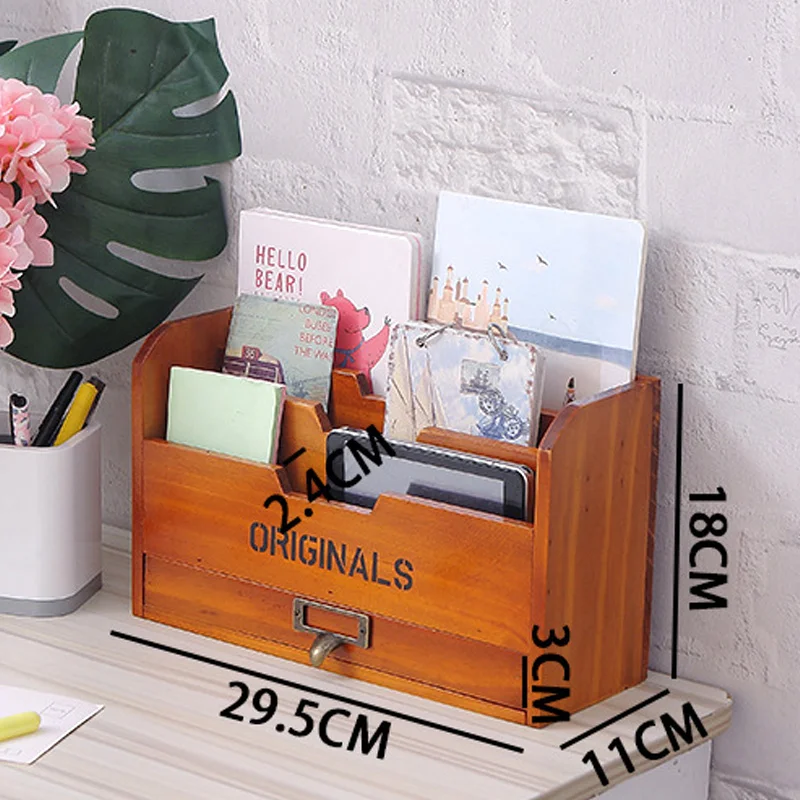 

Wooden Storage Box Letter Rack Vintage Holder Post Mail Paper Card Organizer for Home Office 66CY