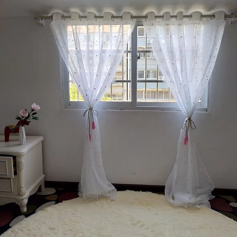 Серебристая фольга блестящая занавеска со звездами для спальни мультяшная