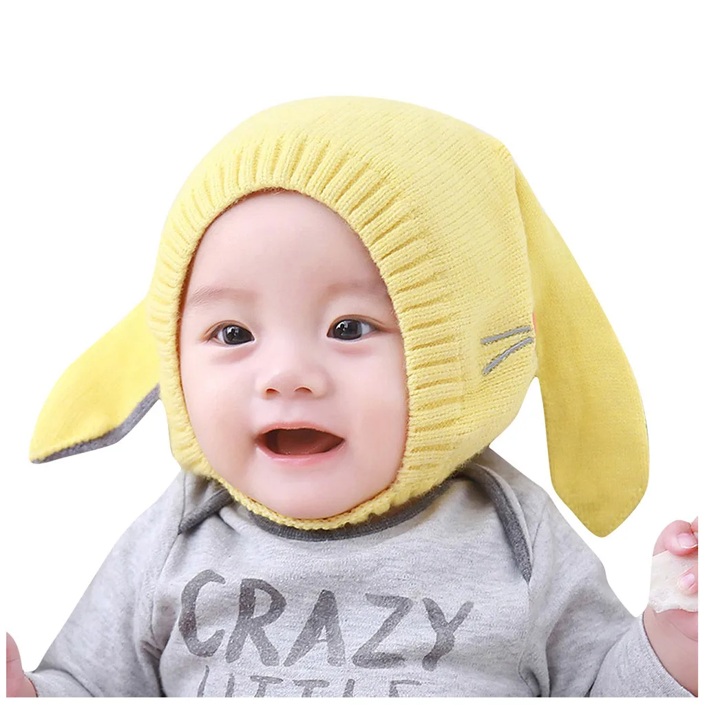 Милая вязанная шапка с очень длинными заячьими ушками бини для мужчин и женщин 0-18