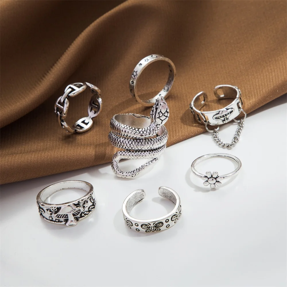 Набор Колец IFME для женщин и мужчин серебристого цвета винтажный Ювелирный