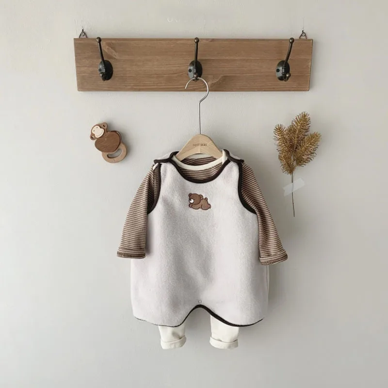 Baby Cartoon Vest Spring Autumn New Kids Long Vest Cute Bear Warm Vest Boys Cotton Sleeping Bag Baby Girl Pajamas Infant Clothes