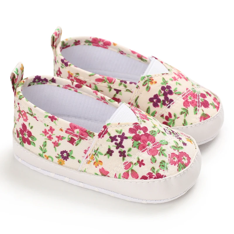 

Baby Girls First Walkers Spring Single Shoes with Flower Printing Soft Bottom Casual Shoes Comfortable Breathable SHLO98
