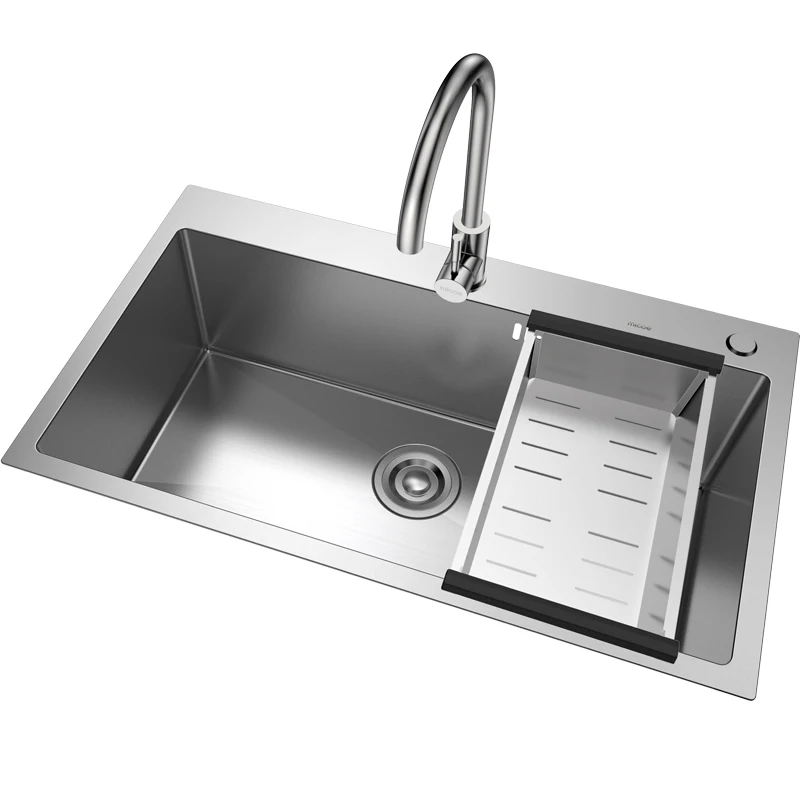 handmade brushed kitchen sink single sink above counter or udermount vegetable washing basin stainless steel kitchen sinks free global shipping